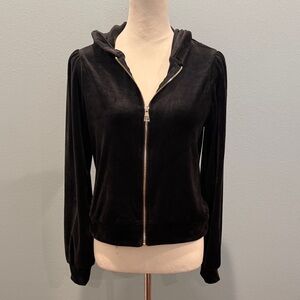 Magaschoni Black Velour Track Suit Zip Hoodie XS